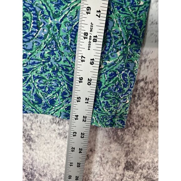 Talbots Petites Bateau Neck Tee Blue Green Pattern Coastal Casual Top Blouse PS - Picture 6 of 10